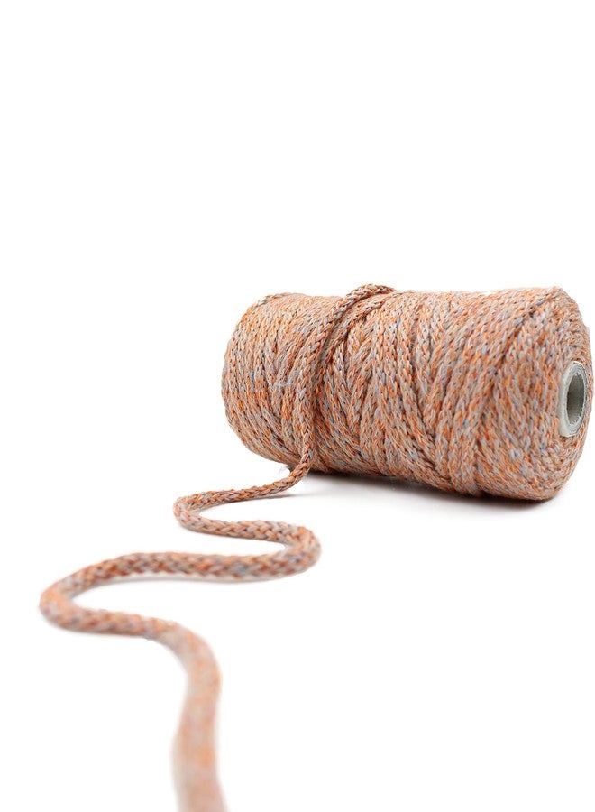 BOBBINY | Knitted Macrame Cotton Like Cord Dori Thread for Macrame DIY and Other Projects Orange Mix Multi-5mm, 50 Meter - Image 2